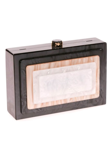 Bolso de fiesta nacarado con detalle frontal en capas