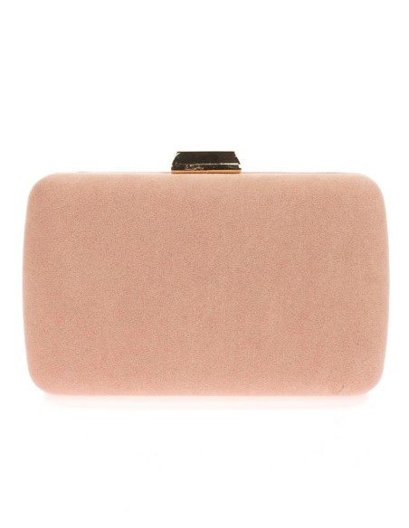Suede evening clutch bag with metallic fastening
