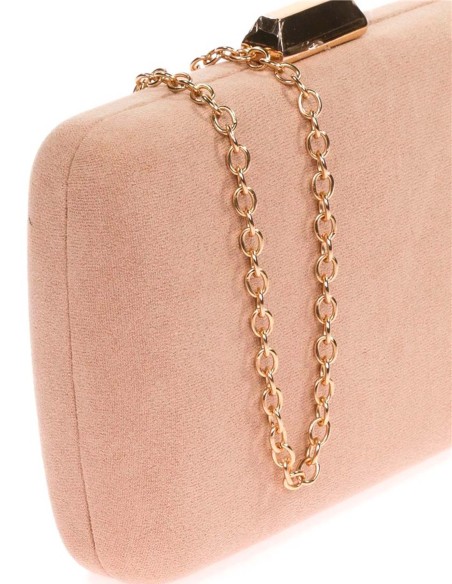 Suede evening clutch bag with metallic fastening