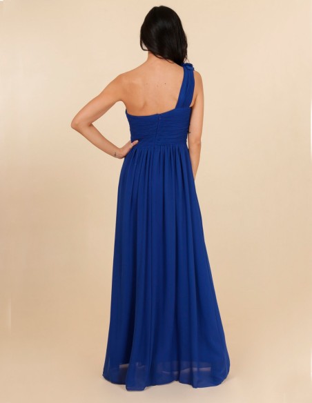 Robe longue de fête avec encolure asymétrique