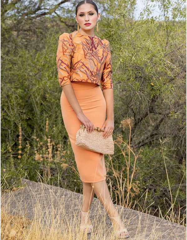 Printed top and pencil skirt party set