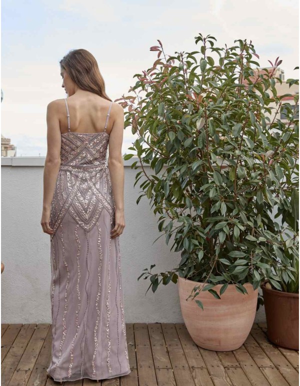 Robe de soirée longue avec ouverture centrale et fines... 2