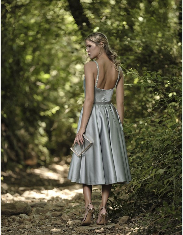 Vestido corto de fiesta con falda de tablas y tirantes de... 2