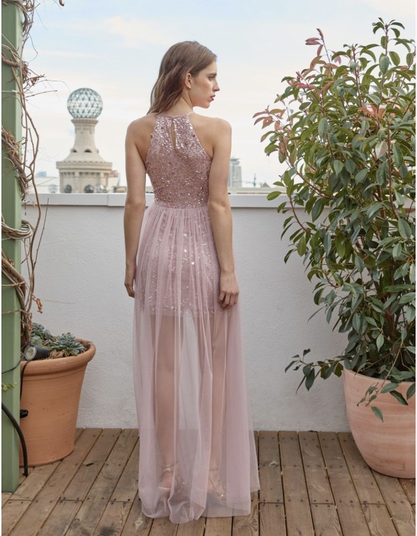 Robe de soirée longue avec encolure en goutte d'eau et... 2