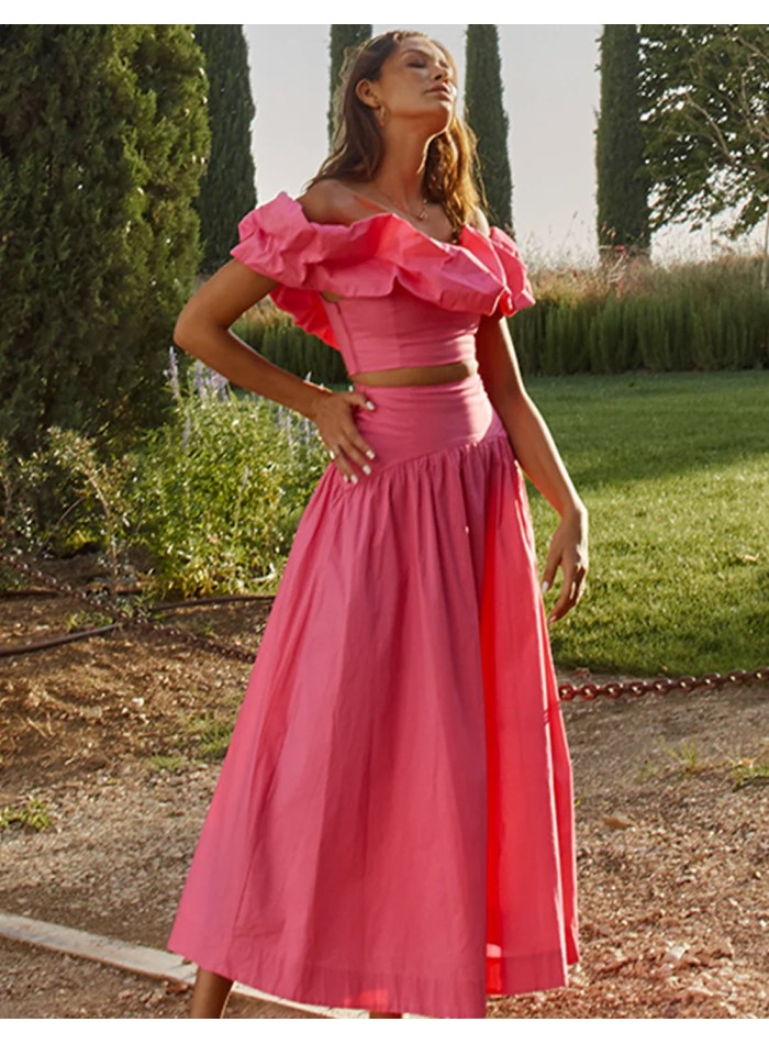 Crop-top and midi skirt party outfit by Rlabel