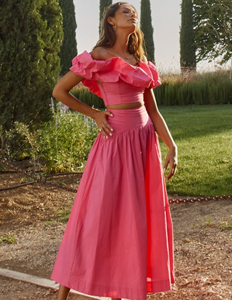 Crop-top and midi skirt party outfit by Rlabel