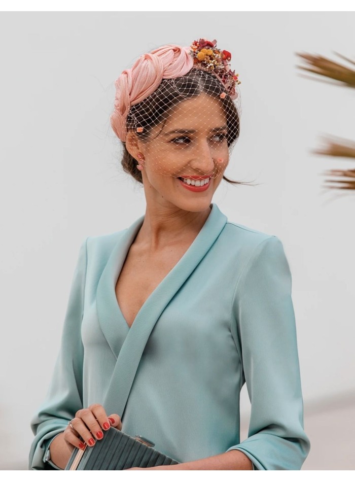 Ruffled party headband with knots and floral...