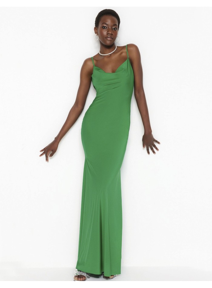 Vestido de fiesta largo satinado con espalda...