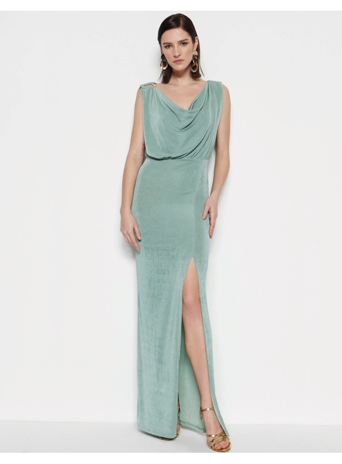 Robe de soirée de style grec bleu clair avec...