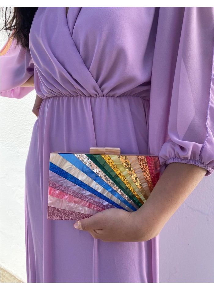 Pearly rainbow clutch bag