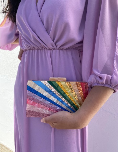 Pearly rainbow clutch bag