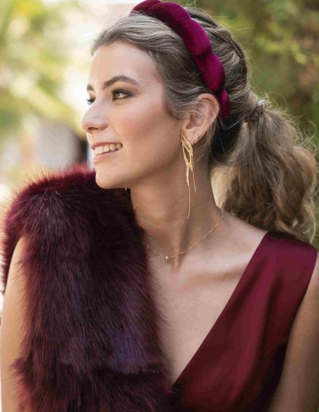 Boucles d'oreilles longues plaquées or avec trois chaînes