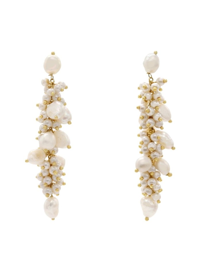Long white pearl earrings for the party