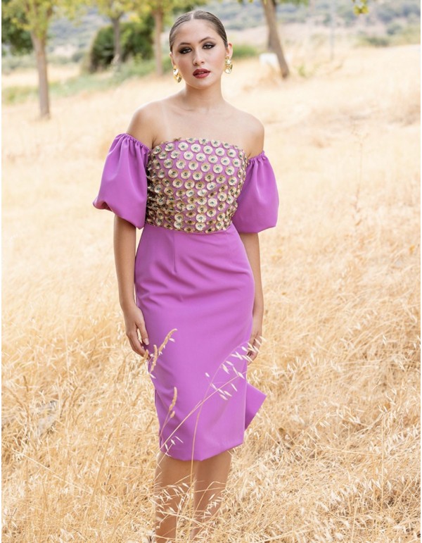 Strapless cocktail dress with sleeves