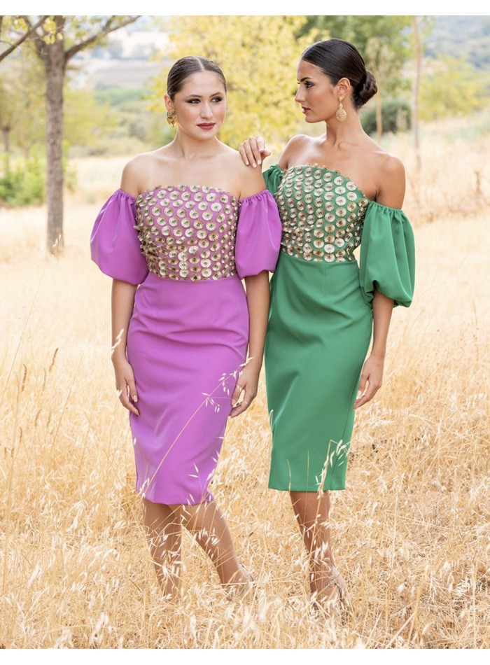 Strapless cocktail dress with sleeves