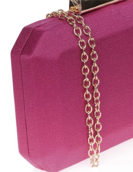 Bolso de fiesta de tejido brillante con cierre metalizado forma octogonal
