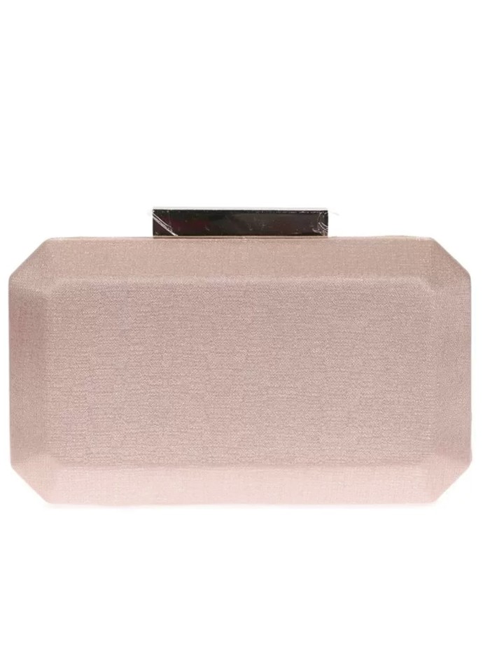 Shiny fabric bag with metallic clasp octogonal