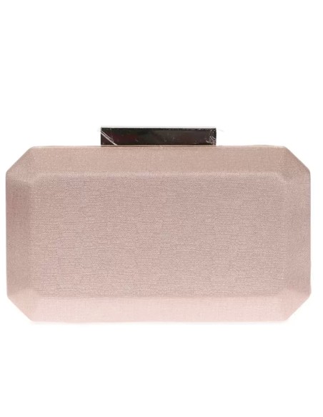 Shiny fabric bag with metallic clasp octogonal