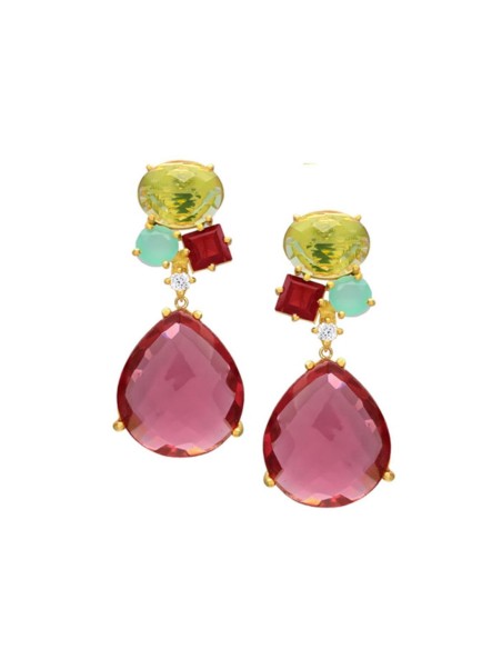 Pendientes de fiesta rosas con piedras geométricas