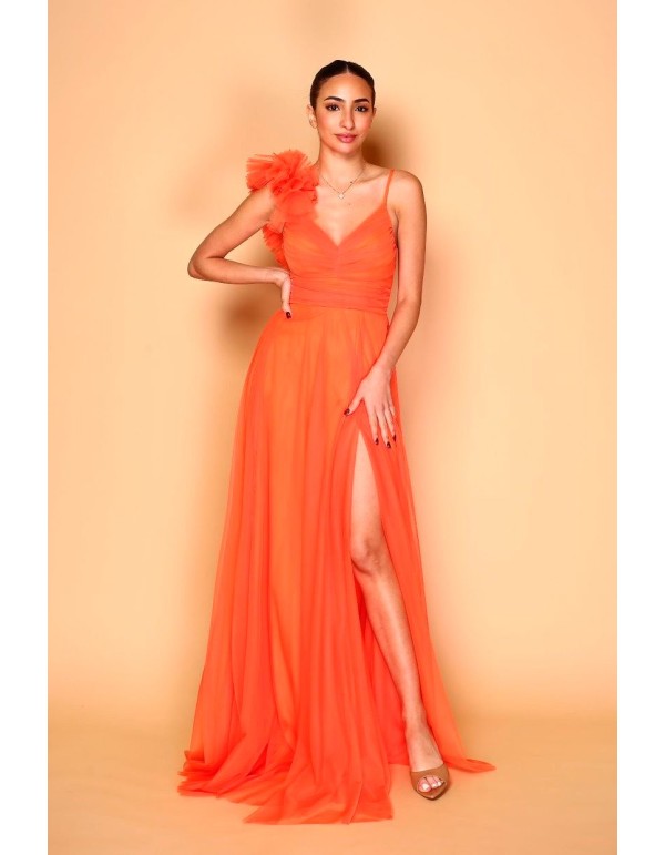 Robe de mariage en tulle avec épaule décorée pour une...