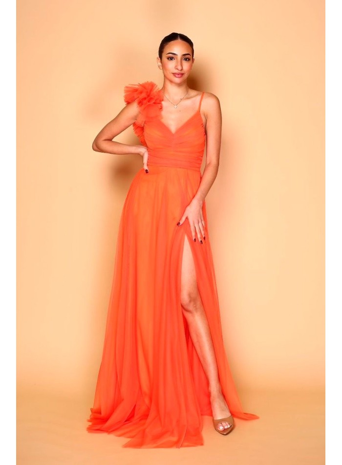 Robe de mariage en tulle avec épaule décorée...