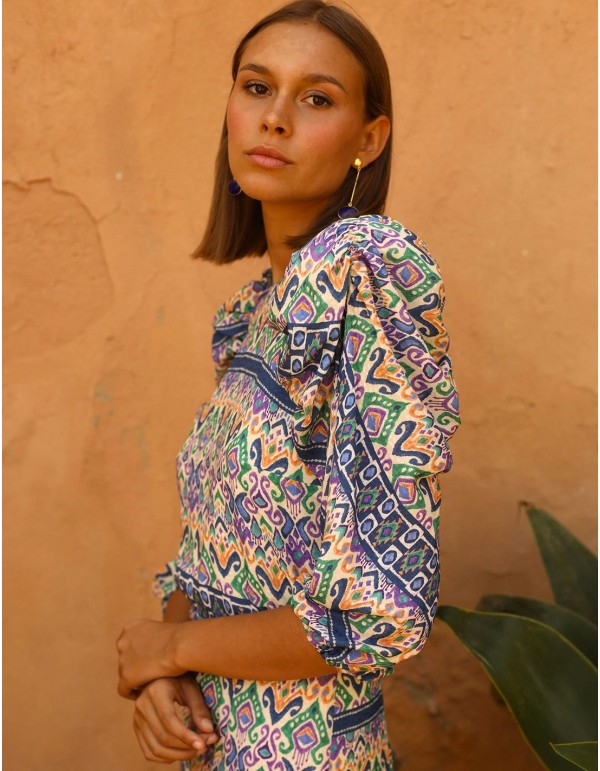 Robe de soirée midi à imprimé ethnique 2