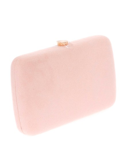 Suede evening clutch bag with multicoloured jewelled brooch