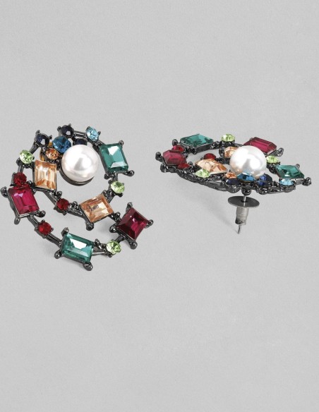 Pendientes de fiesta con forma de ola circular multicolor