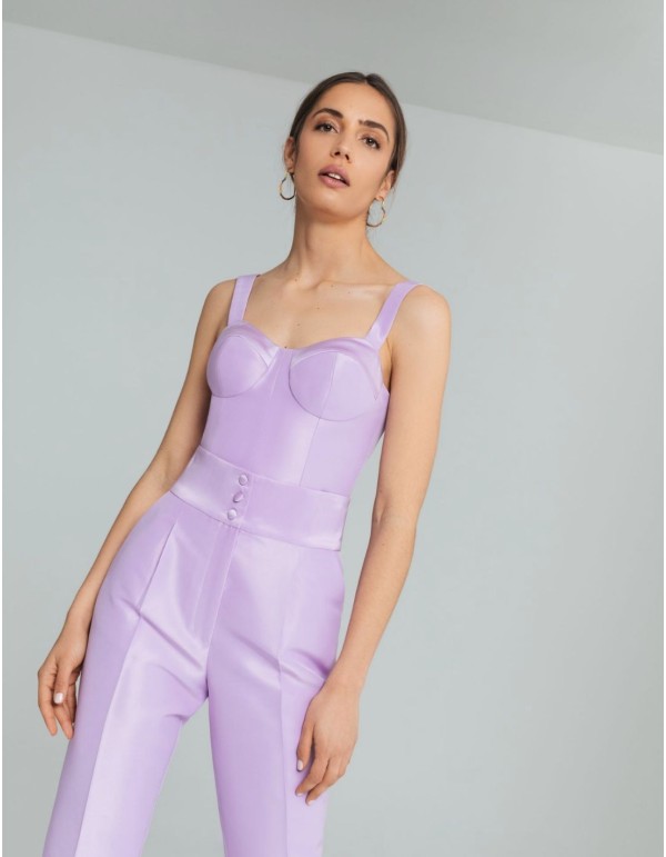 Lilac darts trousers with buttoned waistband 2