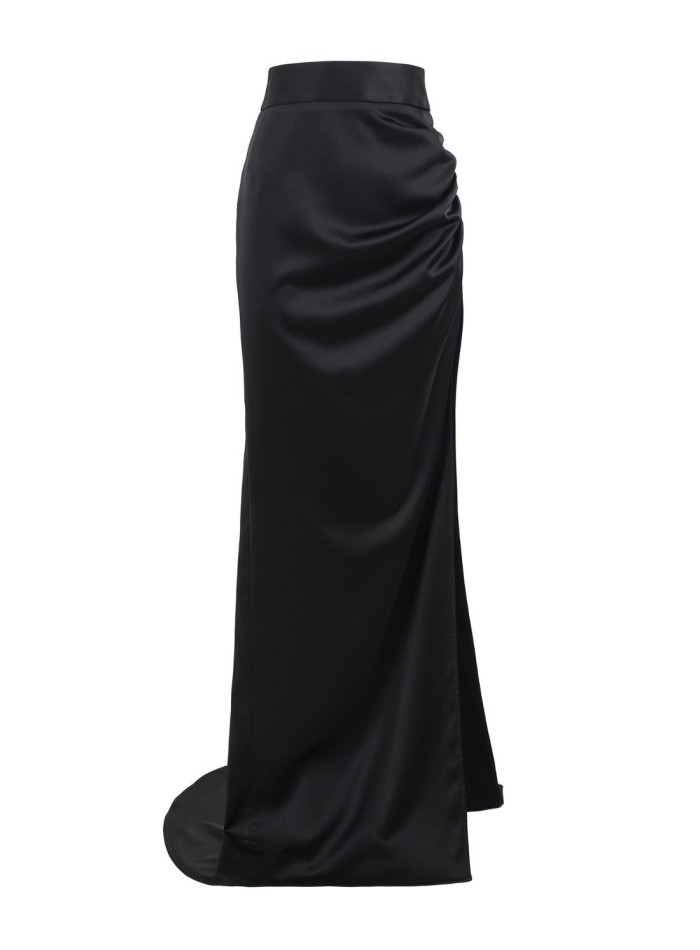 Black satin party skirt