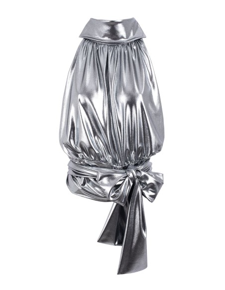 Metallic draped party top