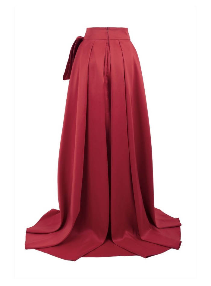 Long red party skirt with side lacing - Joana...
