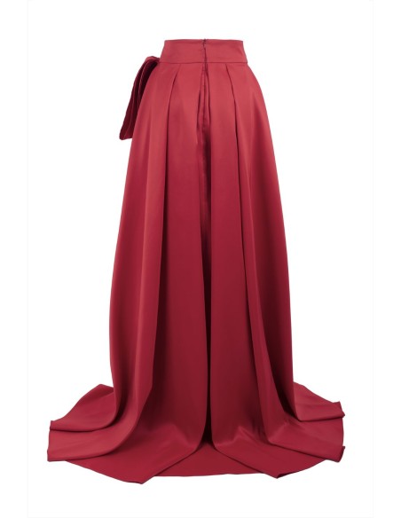 Long red party skirt with side lacing - Joana Aguiar