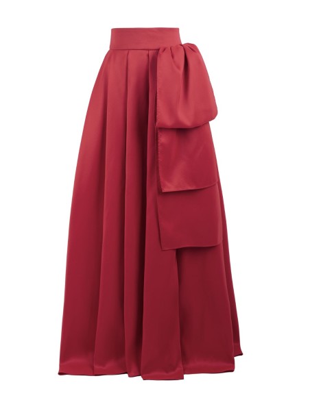 Long red party skirt with side lacing - Joana Aguiar