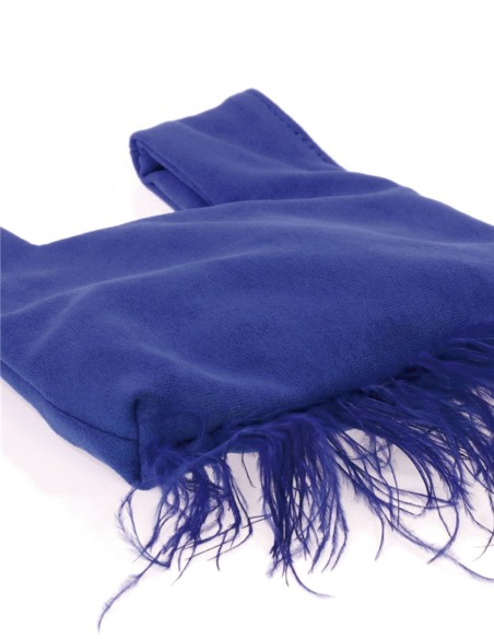 Bolso de mano japonés de antelina con plumas