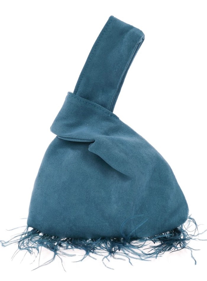 Sac à main japonais en daim avec plumes