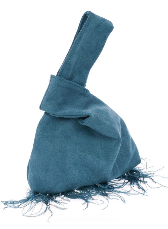 Sac à main japonais en daim avec plumes