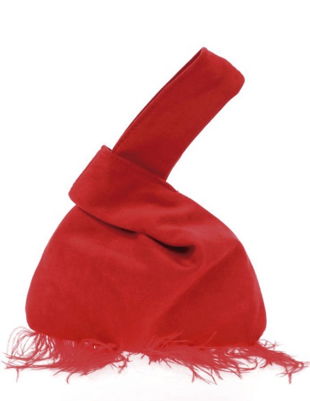 Japanese suede clutch bag with feathers