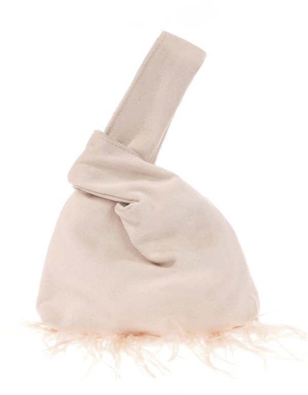 Sac à main japonais en daim avec plumes