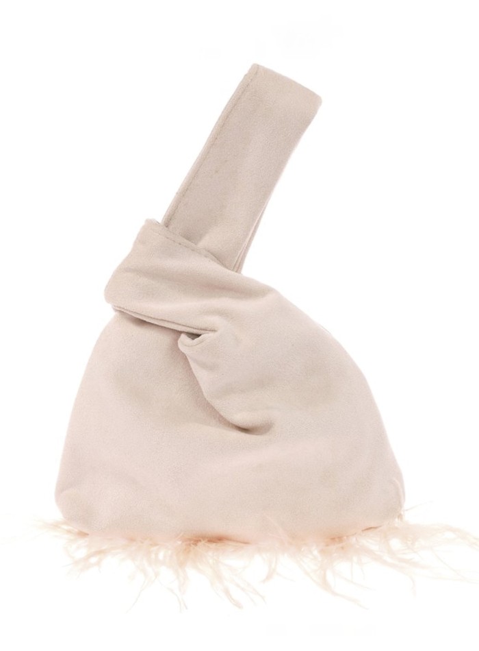 Sac à main japonais en daim avec plumes