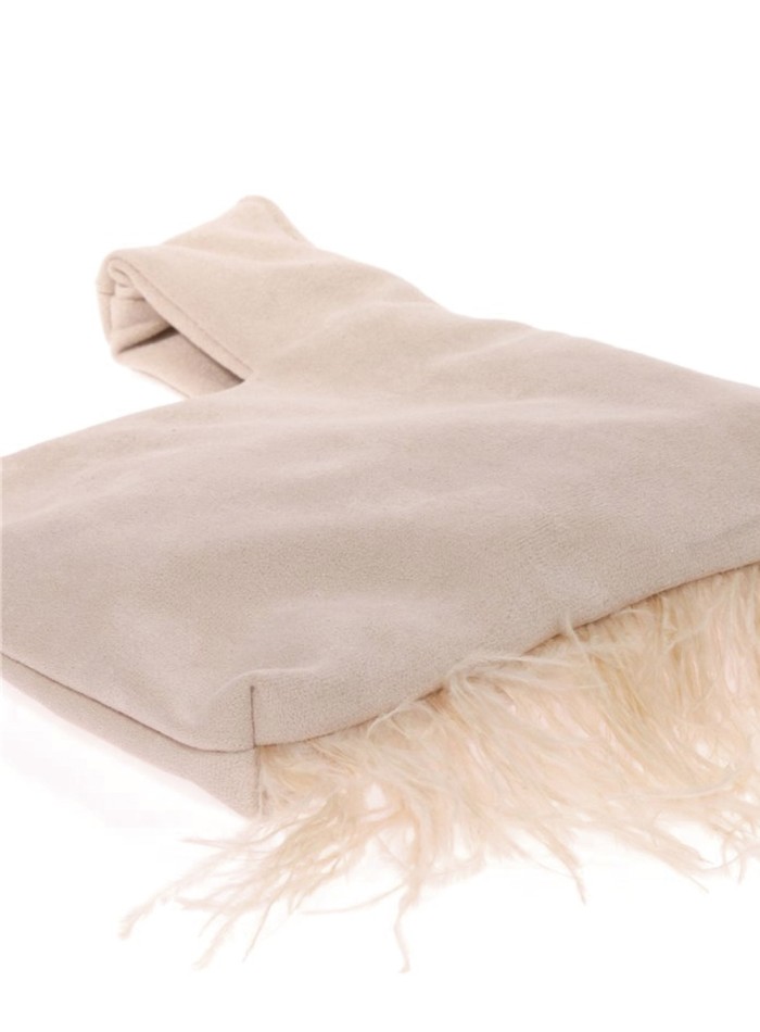 Bolso de mano japonés de antelina con plumas