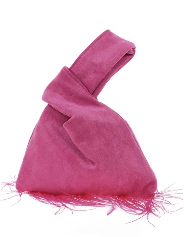 Sac à main japonais en daim avec plumes