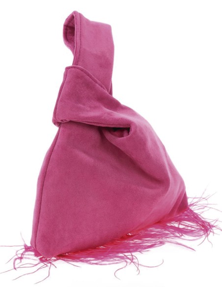 Sac à main japonais en daim avec plumes