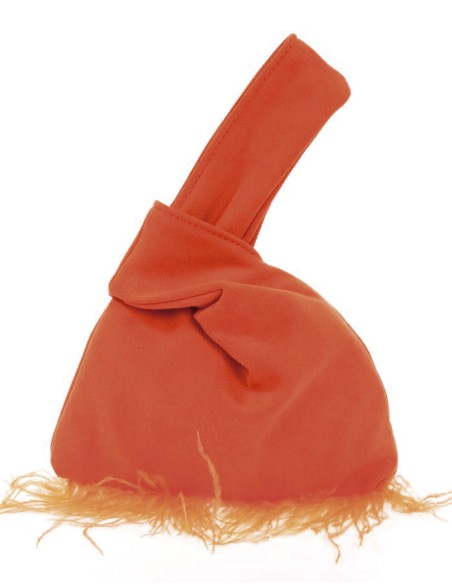 Bolso de mano japonés de antelina con plumas