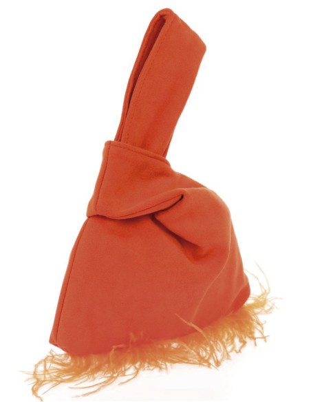 Bolso de mano japonés de antelina con plumas