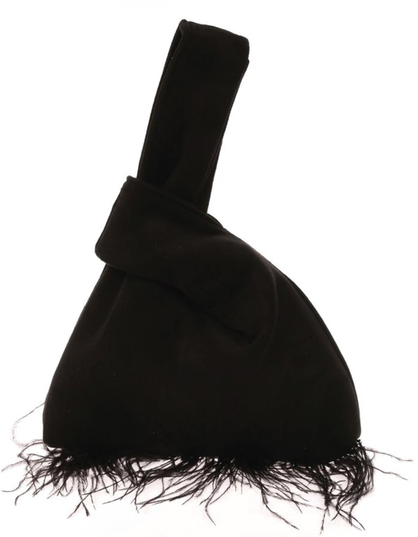 Sac à main japonais en daim avec plumes