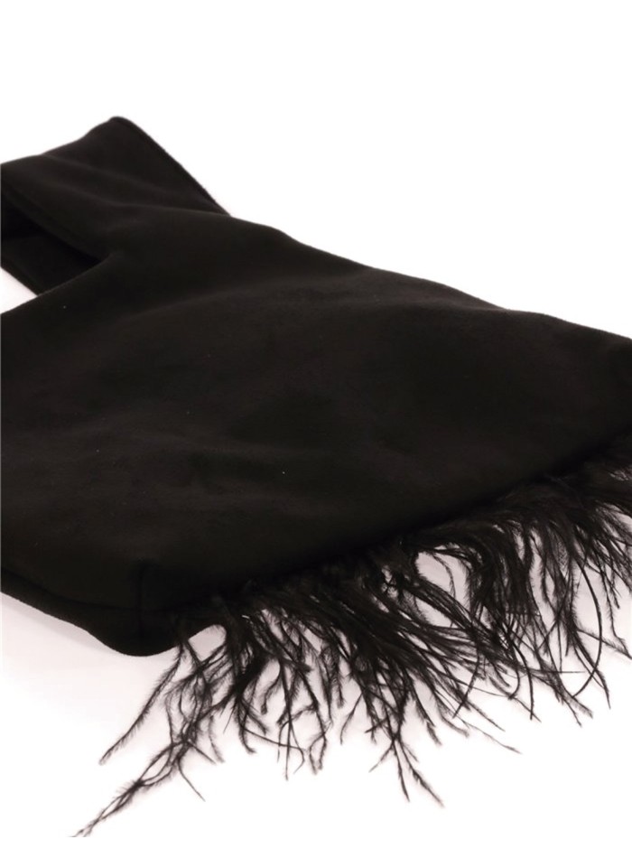 Bolso de mano japonés de antelina con plumas