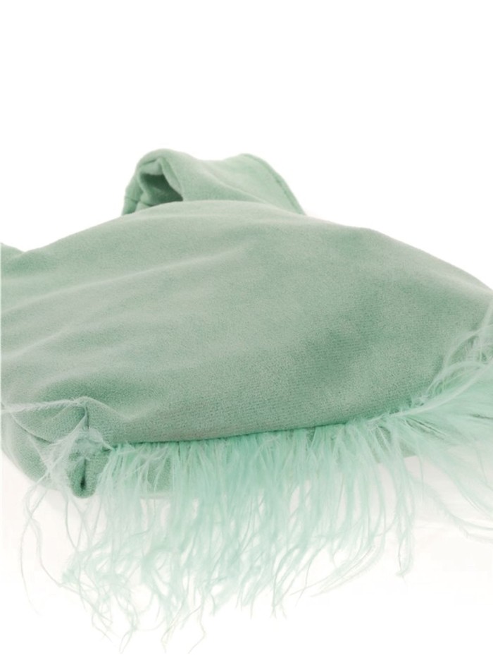 Bolso de mano japonés de antelina con plumas