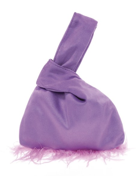 Bolso de mano japonés de antelina con plumas