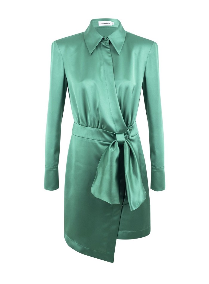 Robe chemise en satin vert émeraude - Roxana Zurdo